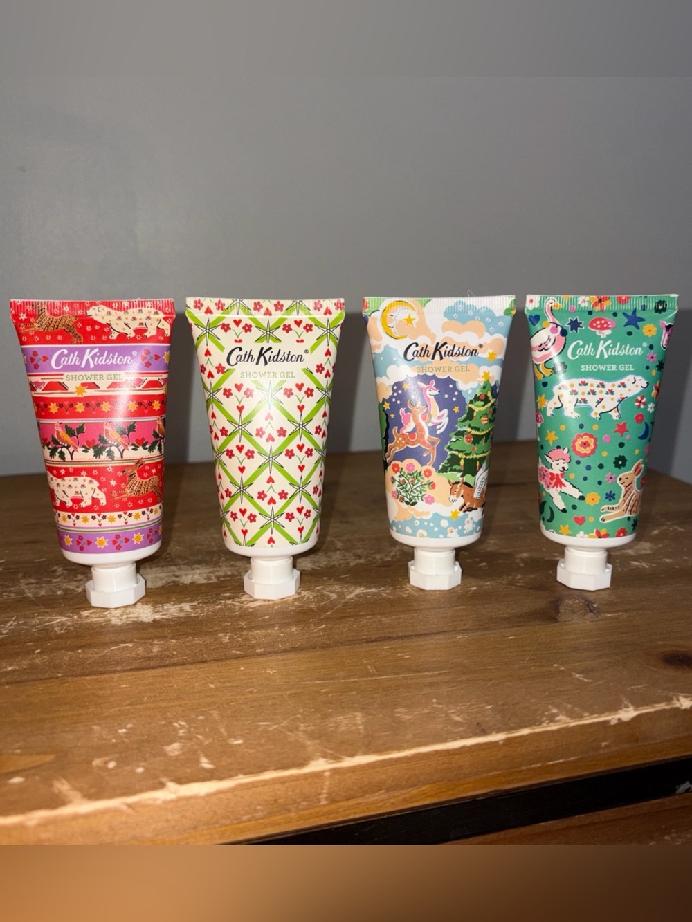 Cath Kidston Patterned Shower Gel Tubes in Red, Green, Blue, Teal